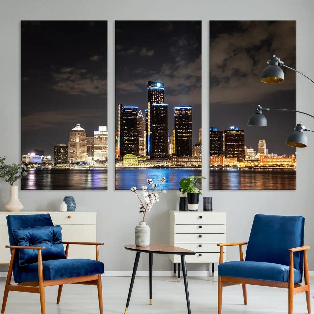 Detroit Ohio Canvas Wall Art Skyline Cityscape Canvas Print