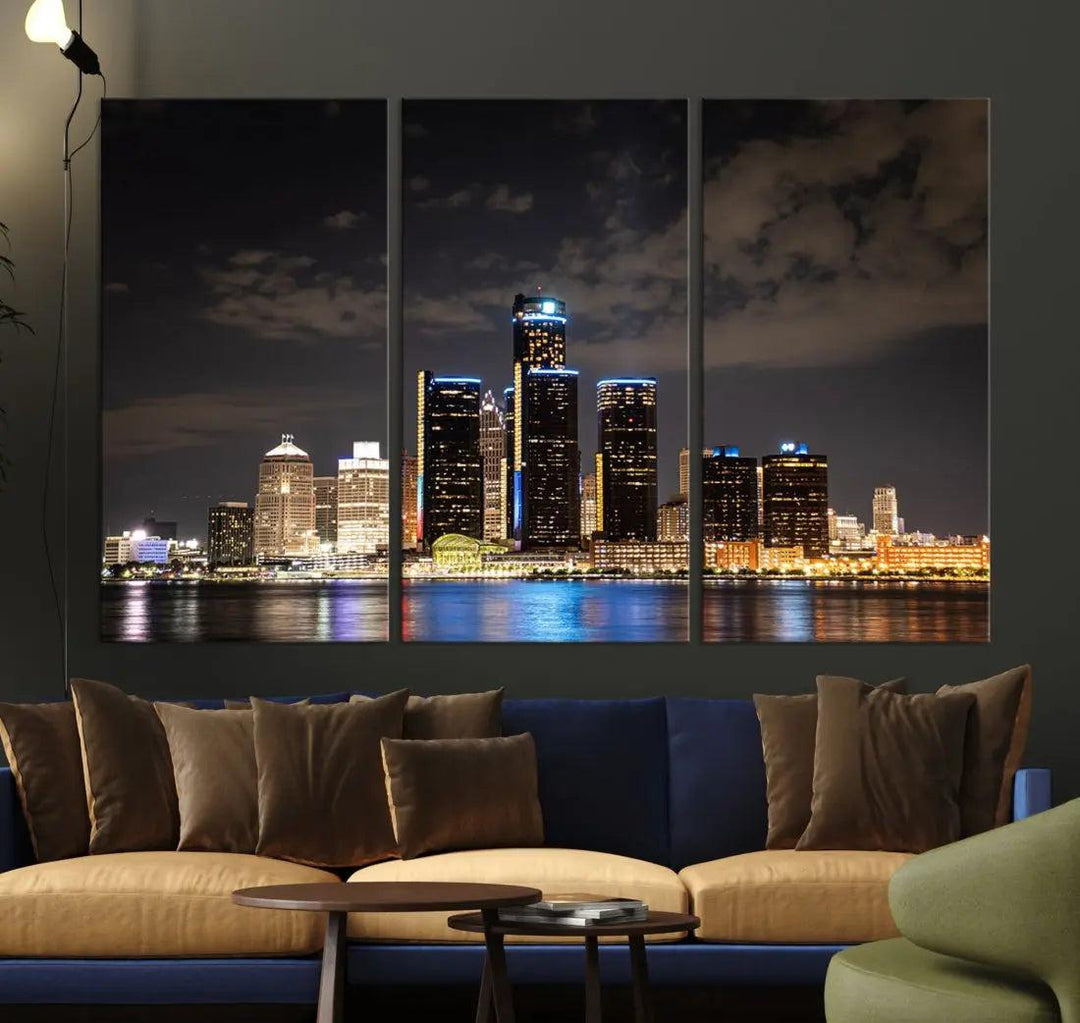 Detroit Ohio Canvas Wall Art Skyline Cityscape Canvas Print