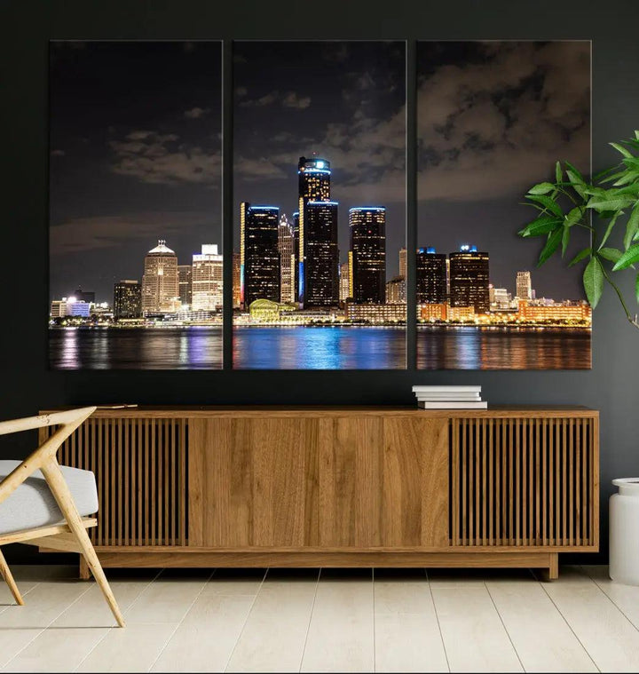 Detroit Ohio Canvas Wall Art Skyline Cityscape Canvas Print