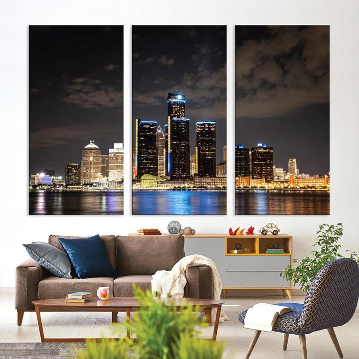 Detroit Ohio Canvas Wall Art Skyline Cityscape Canvas Print