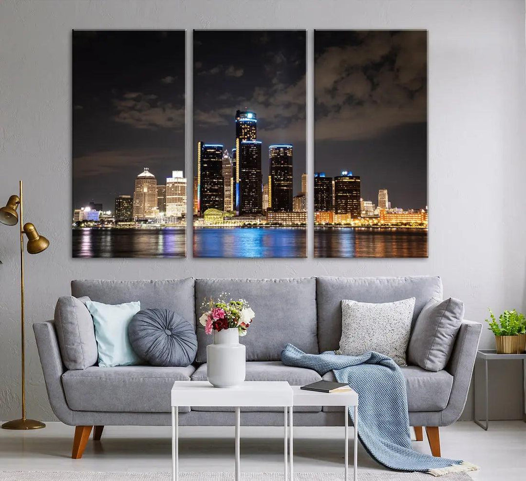 Detroit Ohio Canvas Wall Art Skyline Cityscape Canvas Print