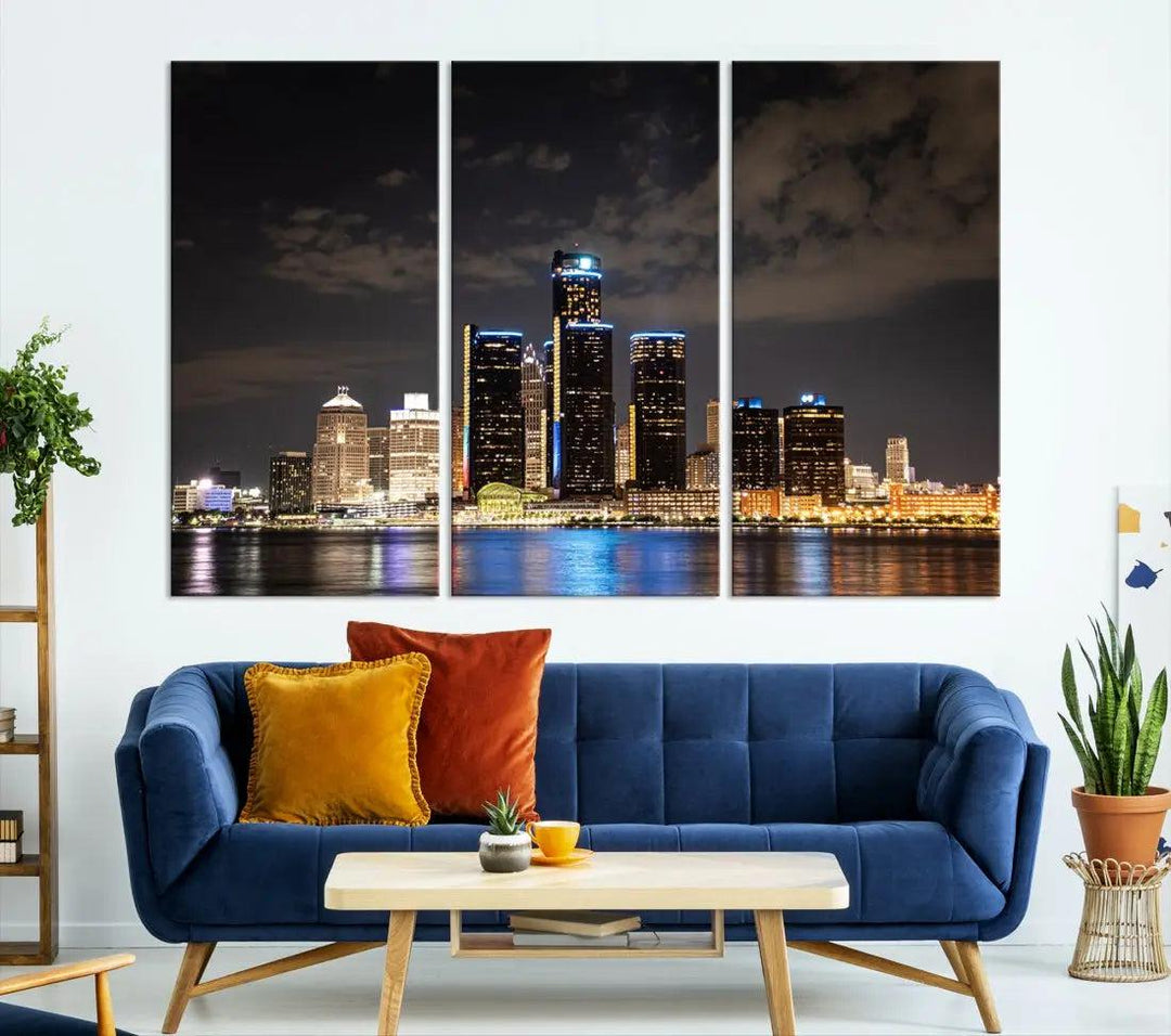 Detroit Ohio Canvas Wall Art Skyline Cityscape Canvas Print