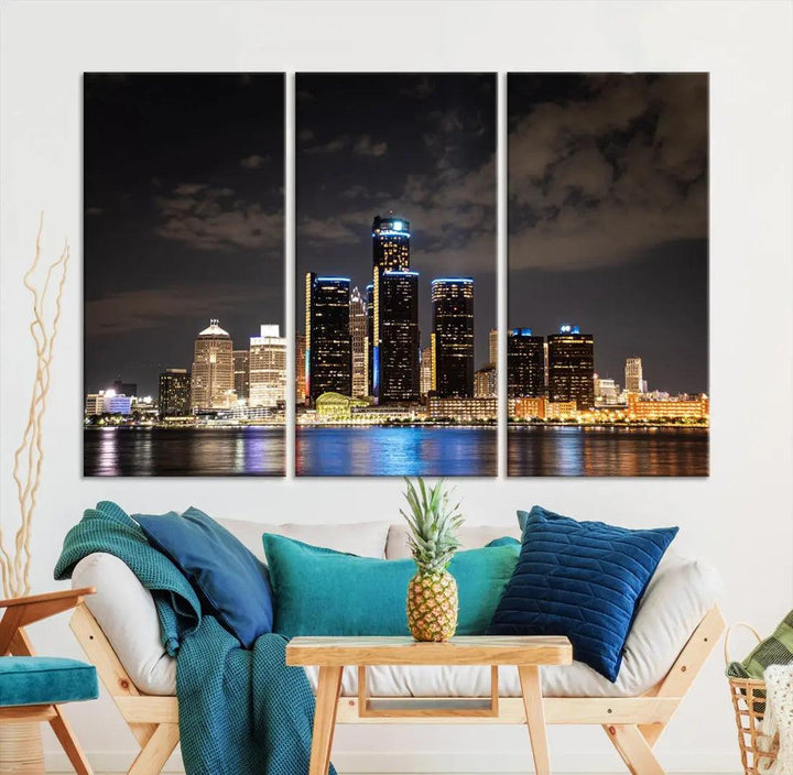 Detroit Ohio Canvas Wall Art Skyline Cityscape Canvas Print