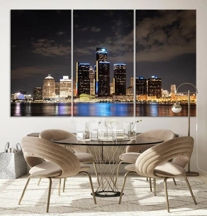 Detroit Ohio Canvas Wall Art Skyline Cityscape Canvas Print