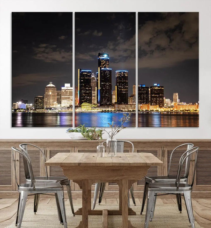 Detroit Ohio Canvas Wall Art Skyline Cityscape Canvas Print