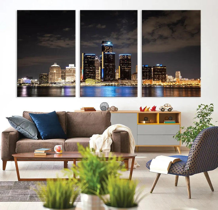 Detroit Ohio Canvas Wall Art Skyline Cityscape Canvas Print