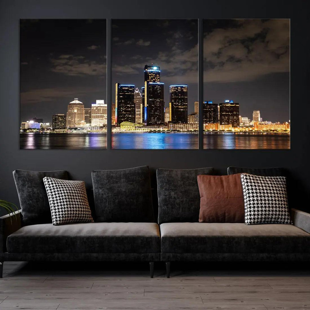 Detroit Ohio Canvas Wall Art Skyline Cityscape Canvas Print