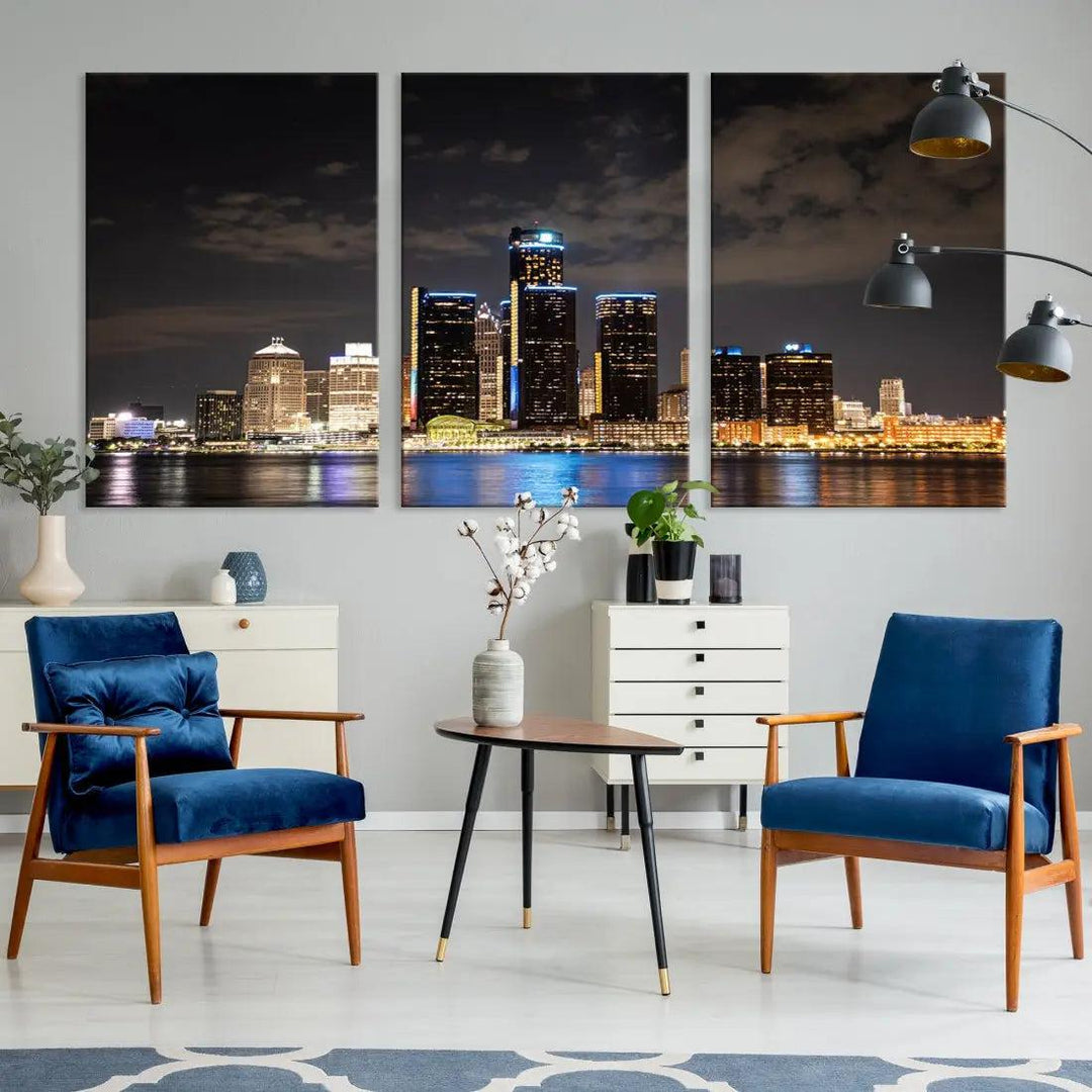 Detroit Ohio Canvas Wall Art Skyline Cityscape Canvas Print