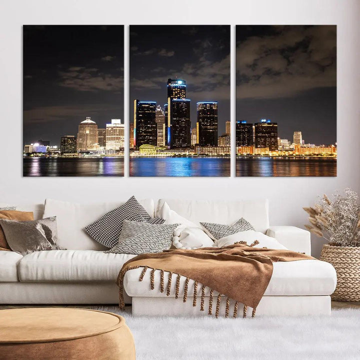 Detroit Ohio Canvas Wall Art Skyline Cityscape Canvas Print