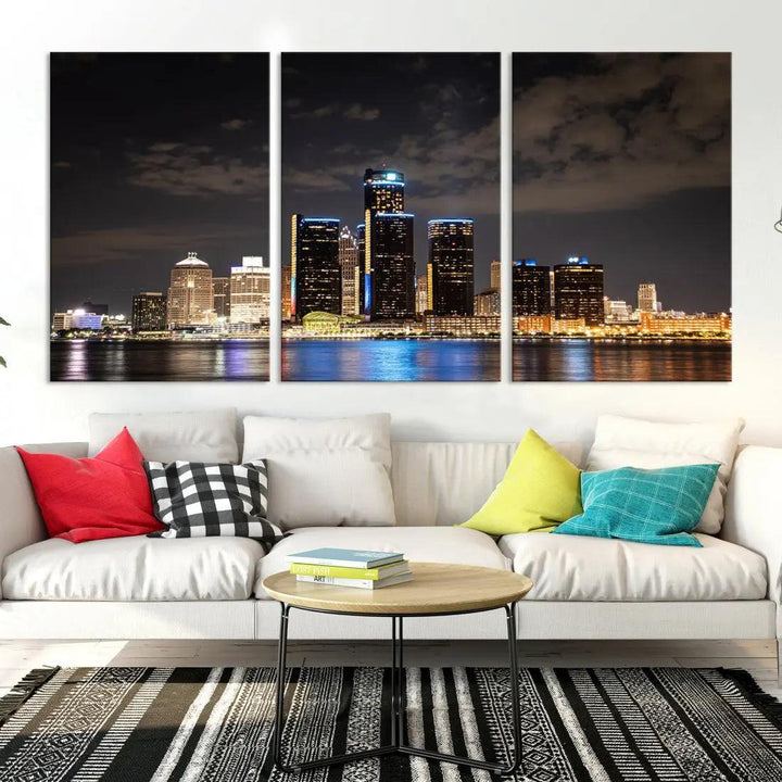 Detroit Ohio Canvas Wall Art Skyline Cityscape Canvas Print