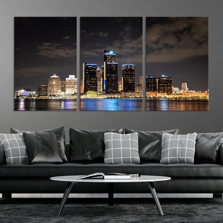 Detroit Ohio Canvas Wall Art Skyline Cityscape Canvas Print