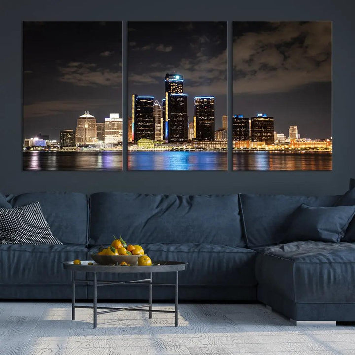 Detroit Ohio Canvas Wall Art Skyline Cityscape Canvas Print