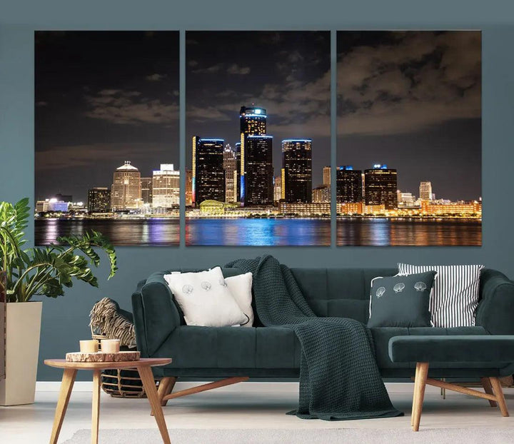 Detroit Ohio Canvas Wall Art Skyline Cityscape Canvas Print