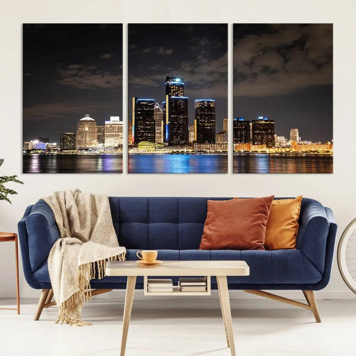 Detroit Ohio Canvas Wall Art Skyline Cityscape Canvas Print