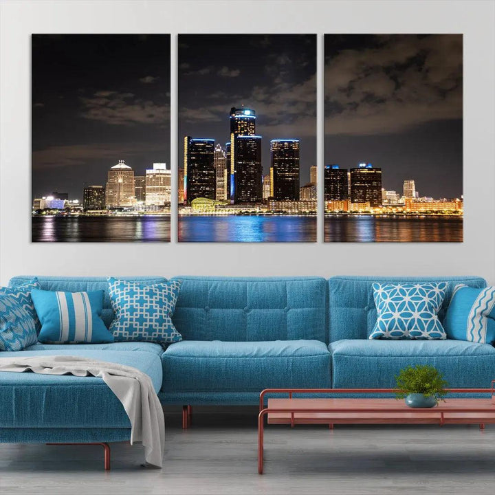 Detroit Ohio Canvas Wall Art Skyline Cityscape Canvas Print