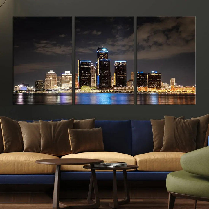 Detroit Ohio Canvas Wall Art Skyline Cityscape Canvas Print