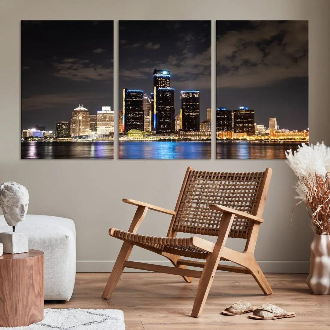 Detroit Ohio Canvas Wall Art Skyline Cityscape Canvas Print