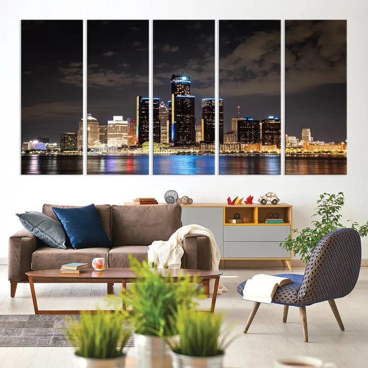 Detroit Ohio Canvas Wall Art Skyline Cityscape Canvas Print