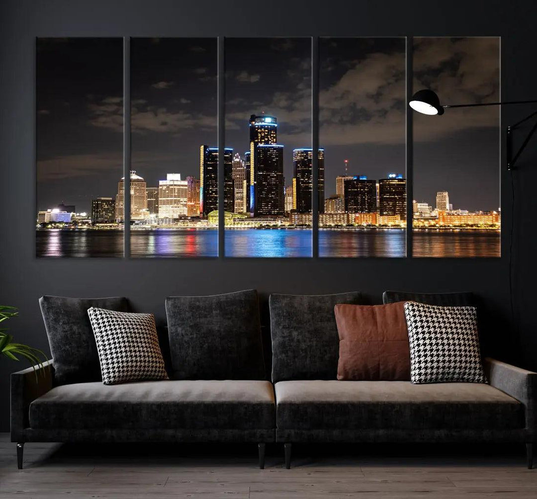 Detroit Ohio Canvas Wall Art Skyline Cityscape Canvas Print