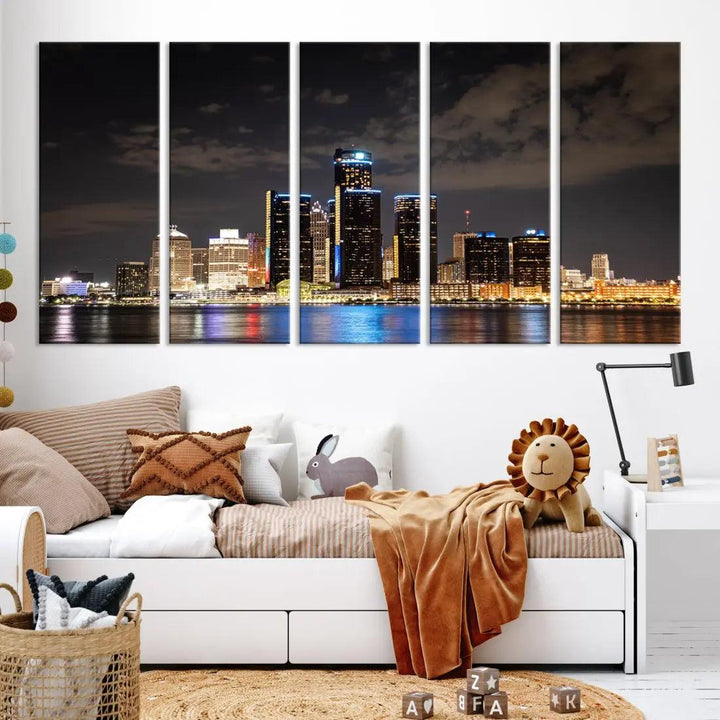 Detroit Ohio Canvas Wall Art Skyline Cityscape Canvas Print