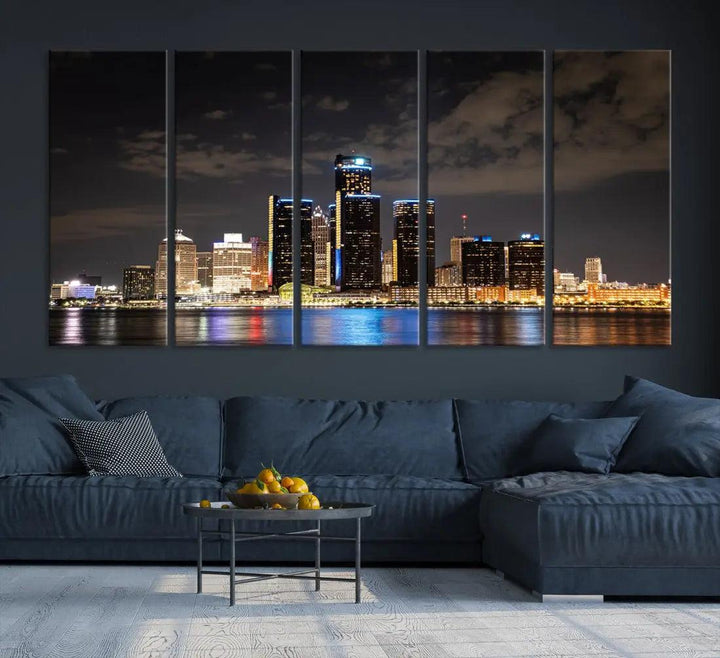 Detroit Ohio Canvas Wall Art Skyline Cityscape Canvas Print