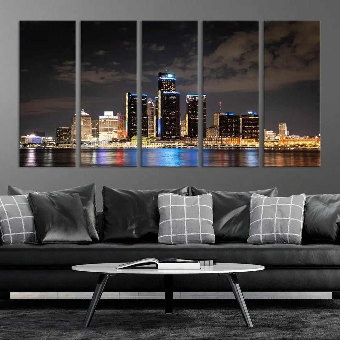 Detroit Ohio Canvas Wall Art Skyline Cityscape Canvas Print