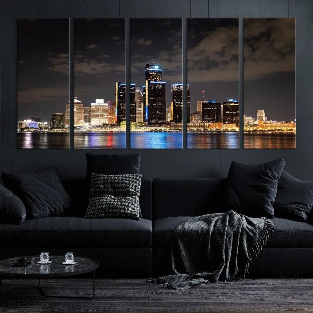 Detroit Ohio Canvas Wall Art Skyline Cityscape Canvas Print