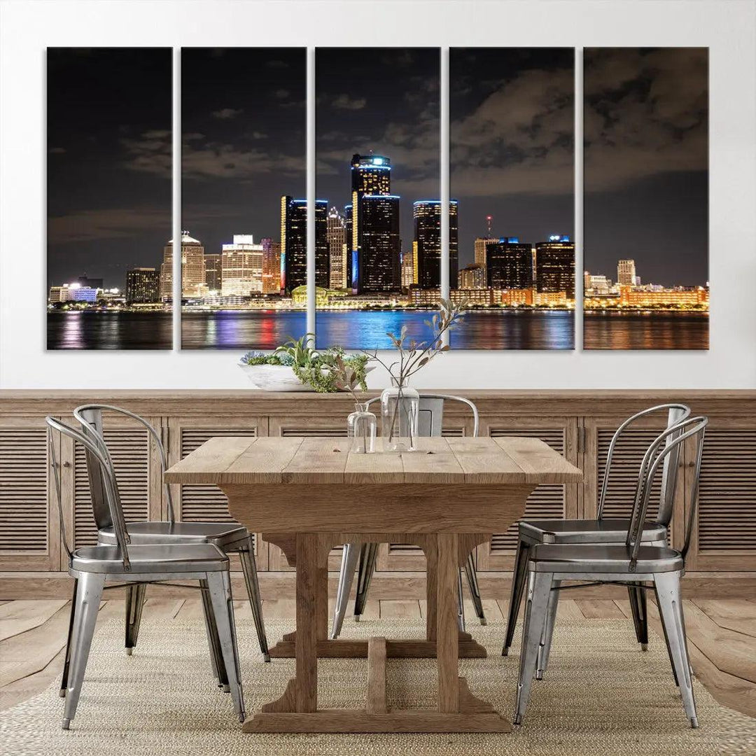 Detroit Ohio Canvas Wall Art Skyline Cityscape Canvas Print