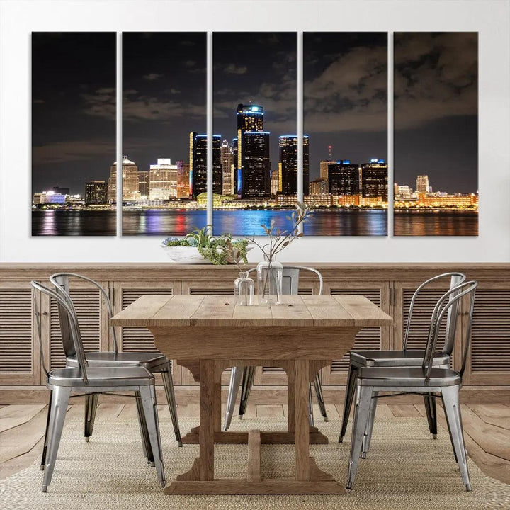 Detroit Ohio Canvas Wall Art Skyline Cityscape Canvas Print