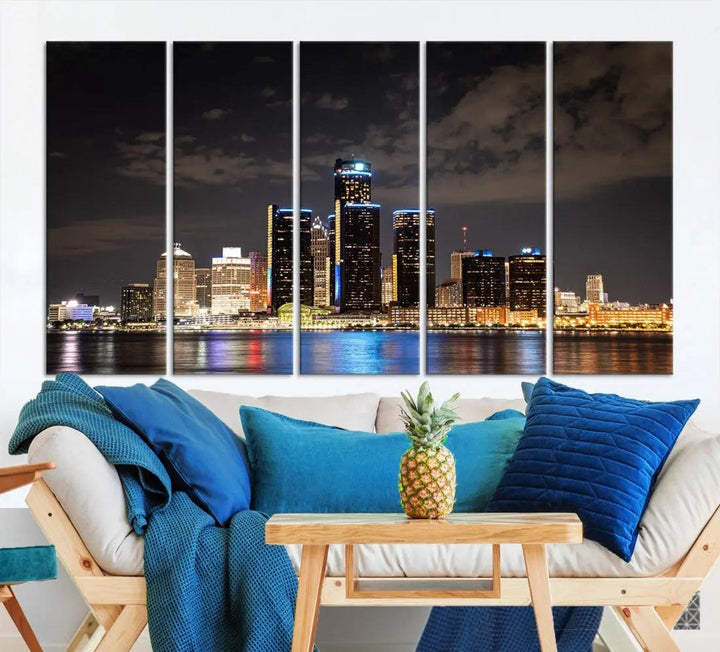 Detroit Ohio Canvas Wall Art Skyline Cityscape Canvas Print