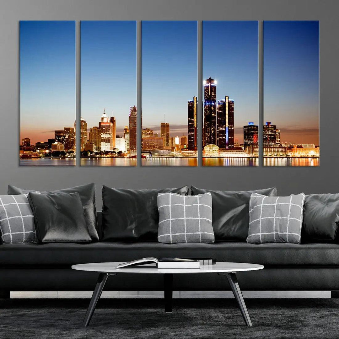 Detroit Skyline Wall Art Canvas Print Cityscape Photo Framed Wall Decor