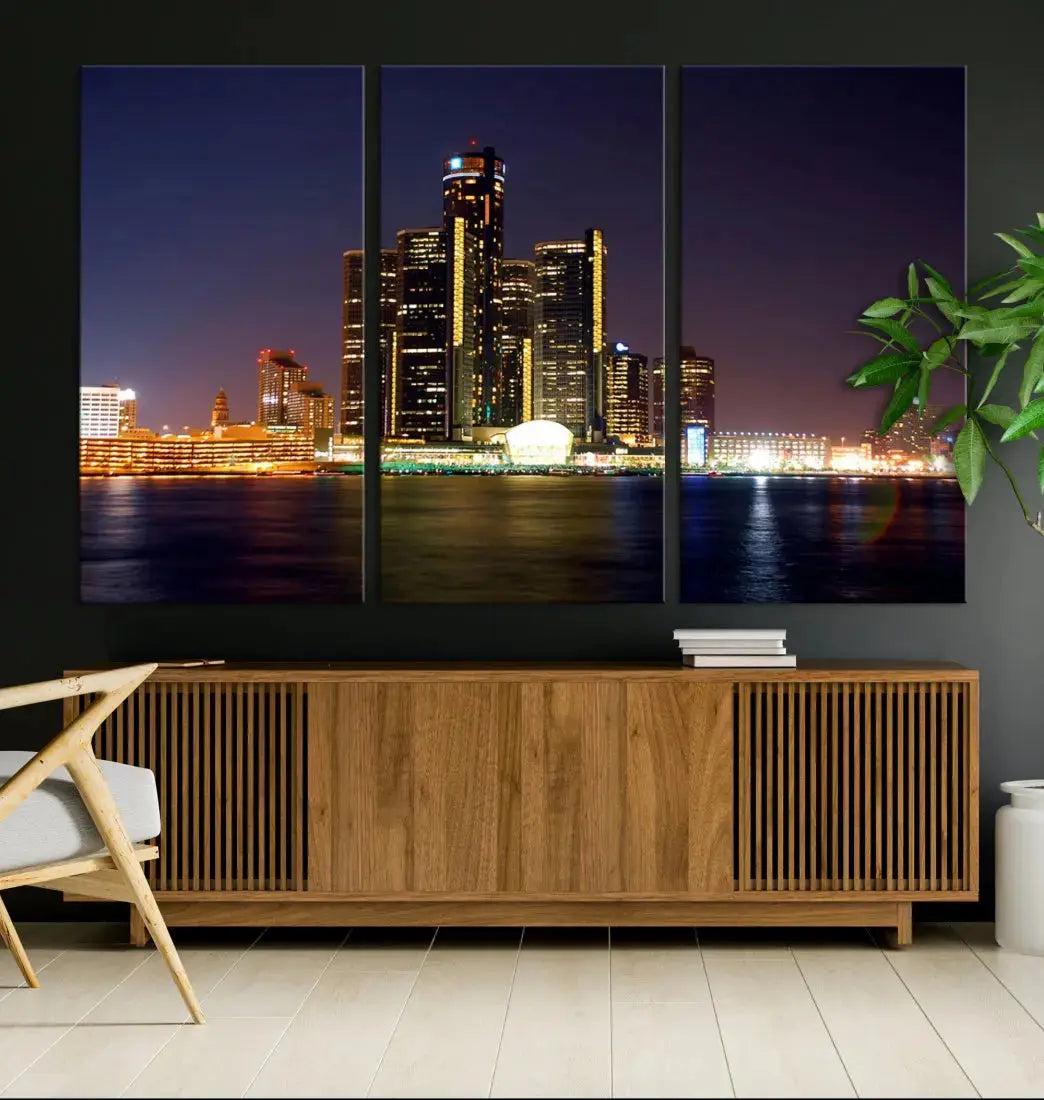 Detroit Wall Art Canvas Print Skyline Cityscape Poster Wall Decor