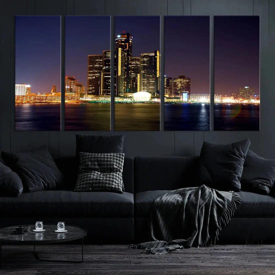 Detroit Wall Art Canvas Print Skyline Cityscape Poster Wall Decor