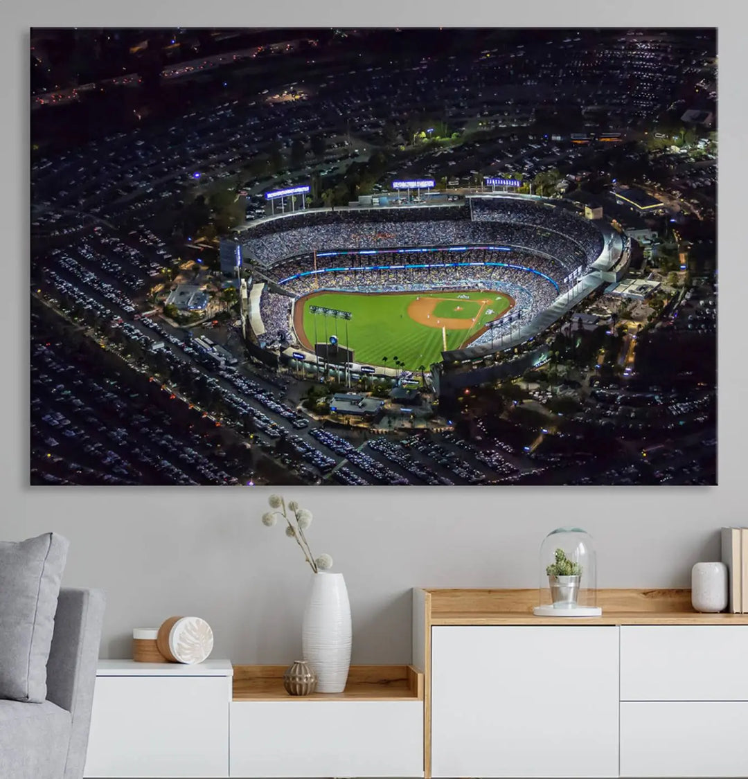 Dodger Baseball Stadium Wall Art Canvas Print