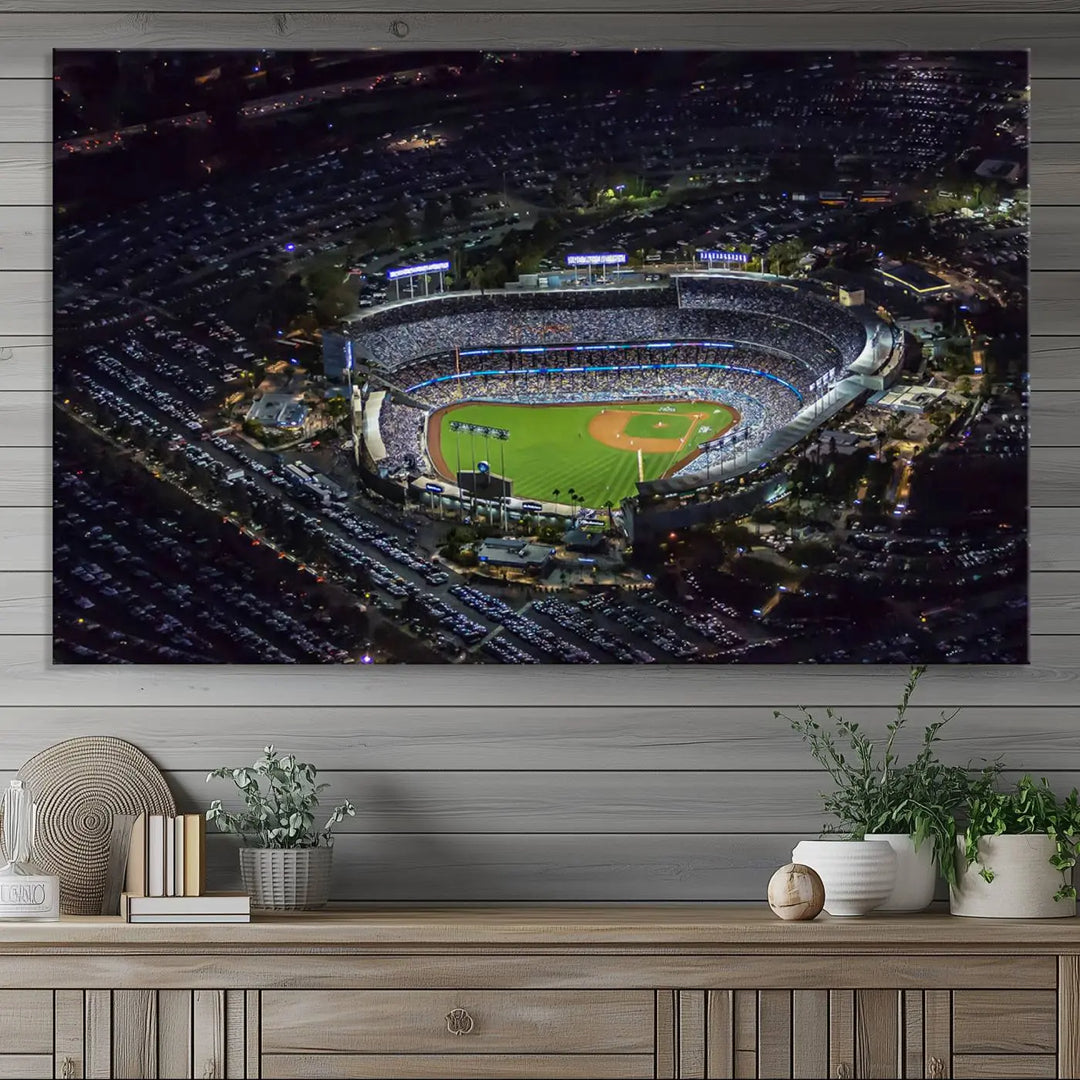 Dodger Baseball Stadium Wall Art Canvas Print