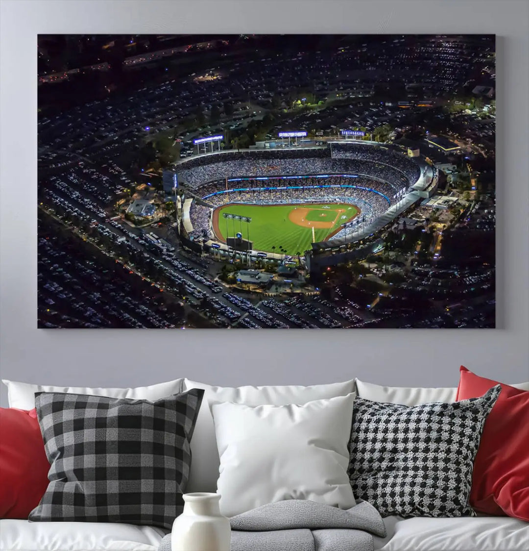 Dodger Baseball Stadium Wall Art Canvas Print