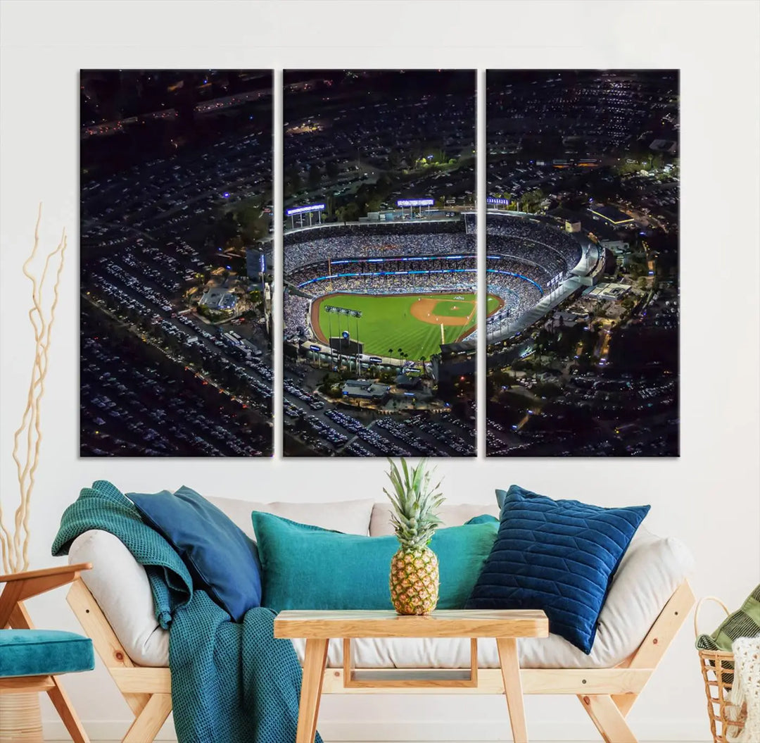 Dodger Baseball Stadium Wall Art Canvas Print