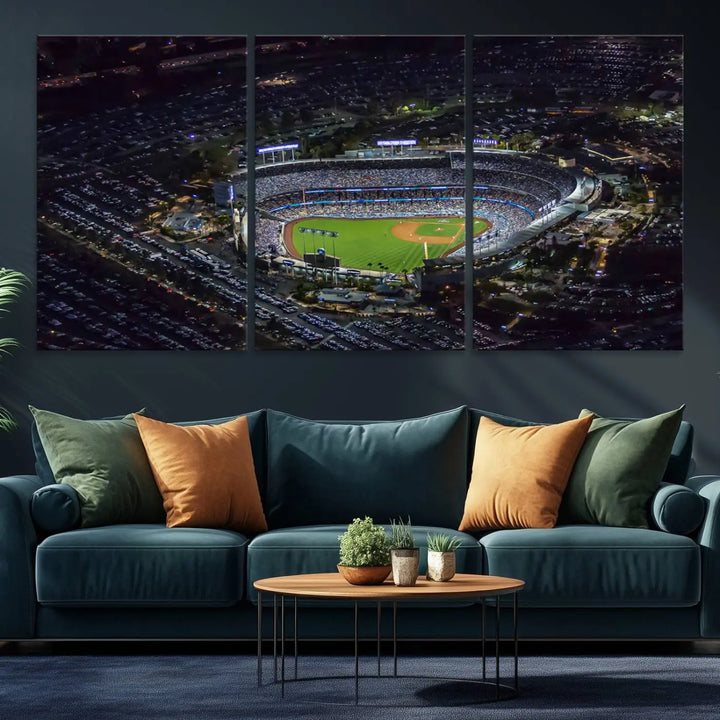 Dodger Baseball Stadium Wall Art Canvas Print