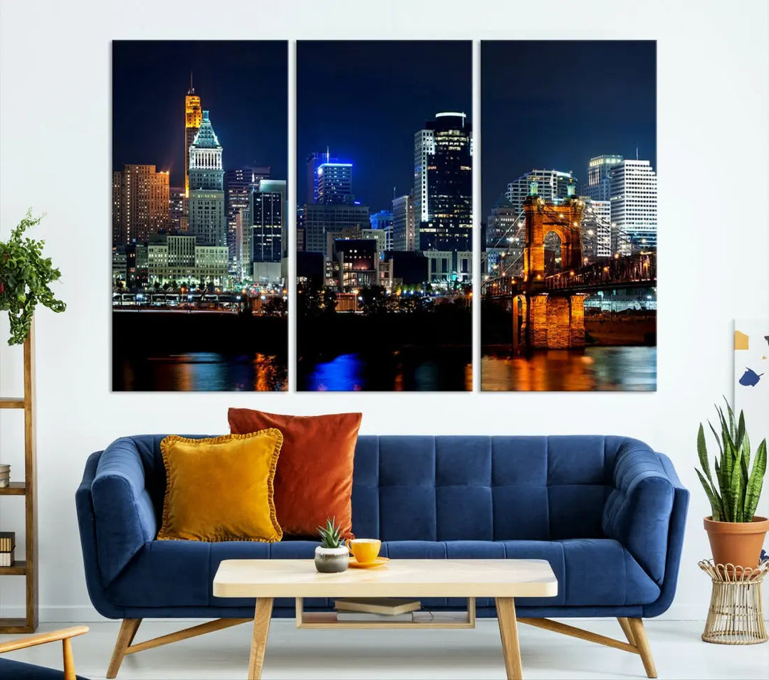 Downtown Cincinnati Extra Large Wall Art Cityscape Print