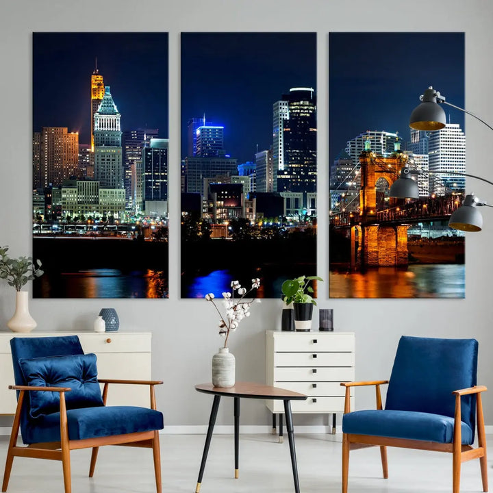 Downtown Cincinnati Extra Large Wall Art Cityscape Print