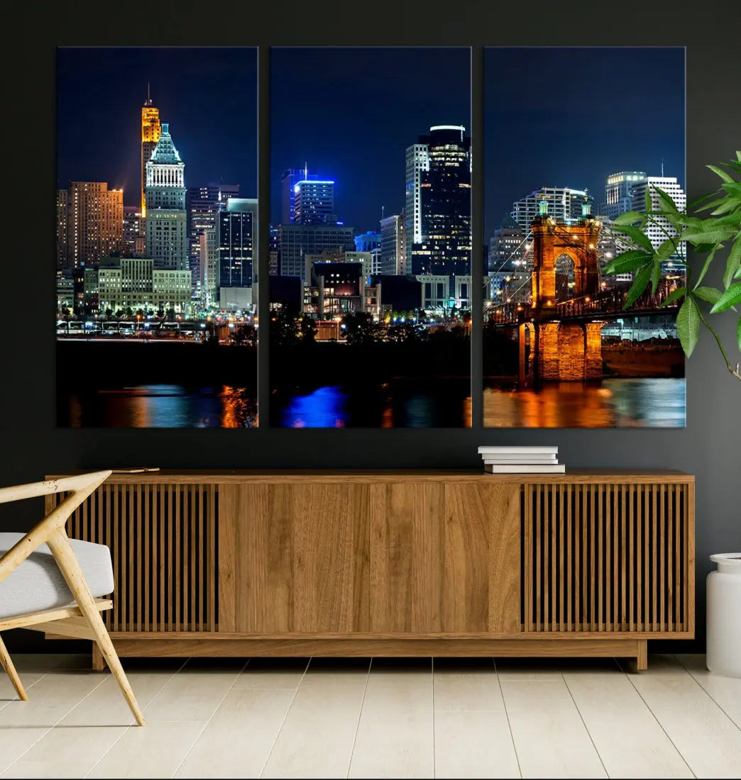 Downtown Cincinnati Extra Large Wall Art Cityscape Print