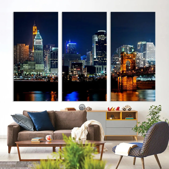 Downtown Cincinnati Extra Large Wall Art Cityscape Print