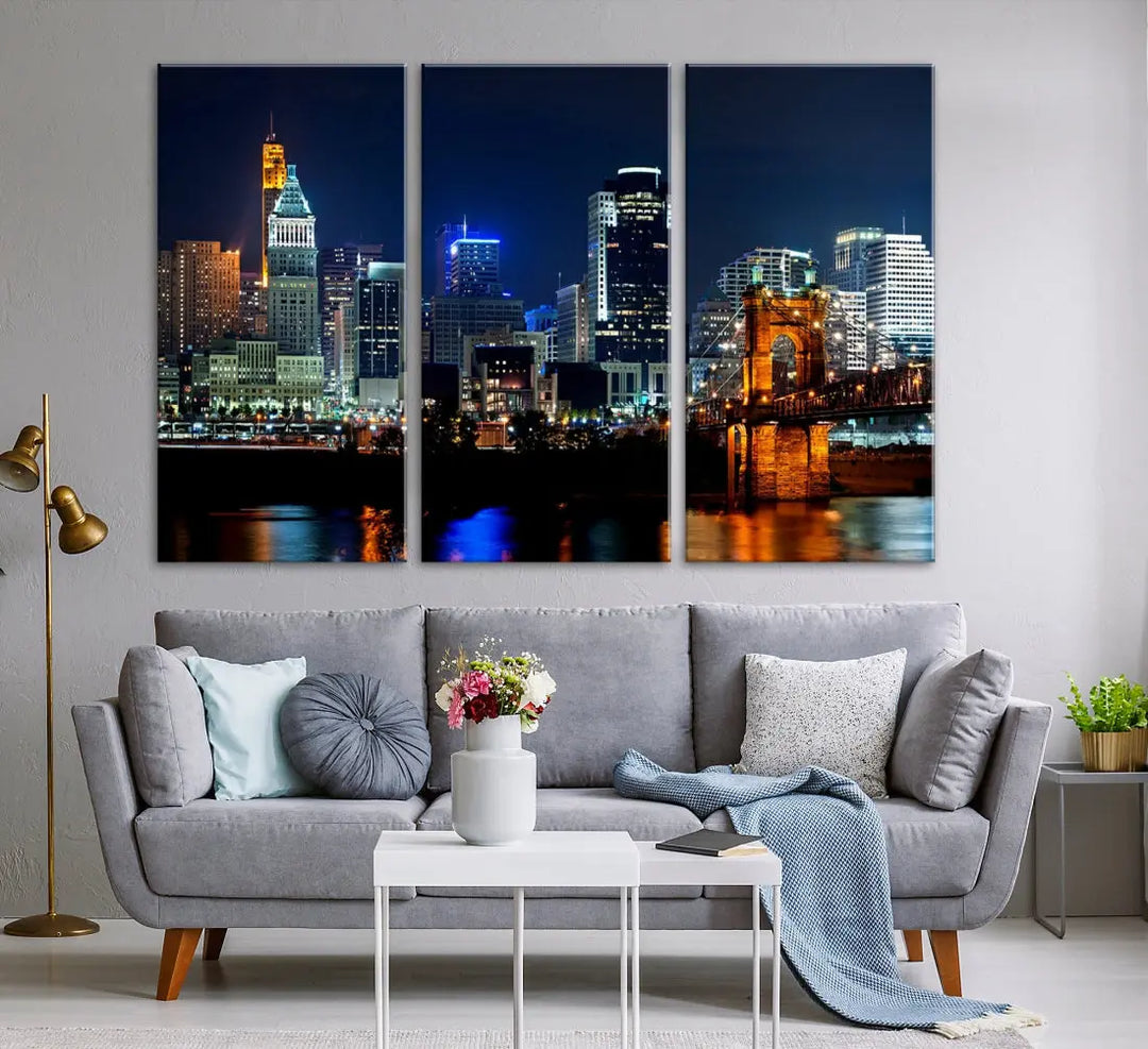 Downtown Cincinnati Extra Large Wall Art Cityscape Print