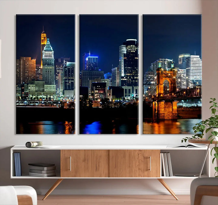 Downtown Cincinnati Extra Large Wall Art Cityscape Print