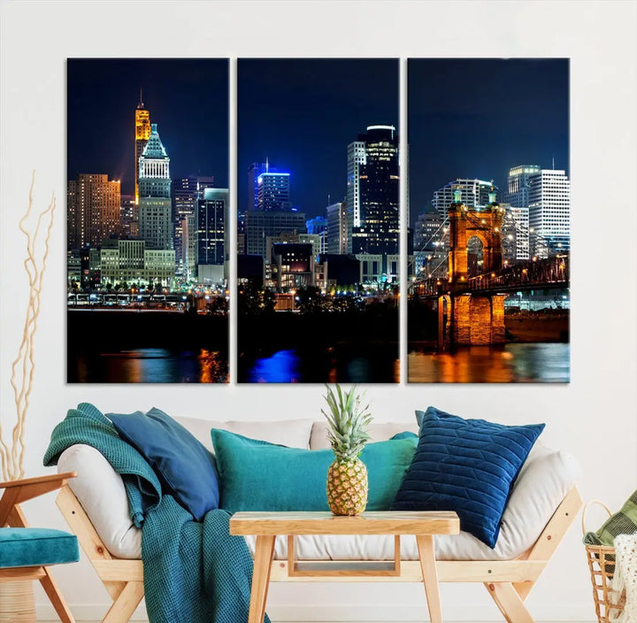 Downtown Cincinnati Extra Large Wall Art Cityscape Print