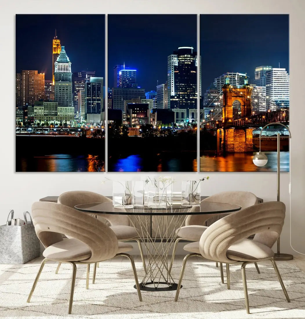 Downtown Cincinnati Extra Large Wall Art Cityscape Print