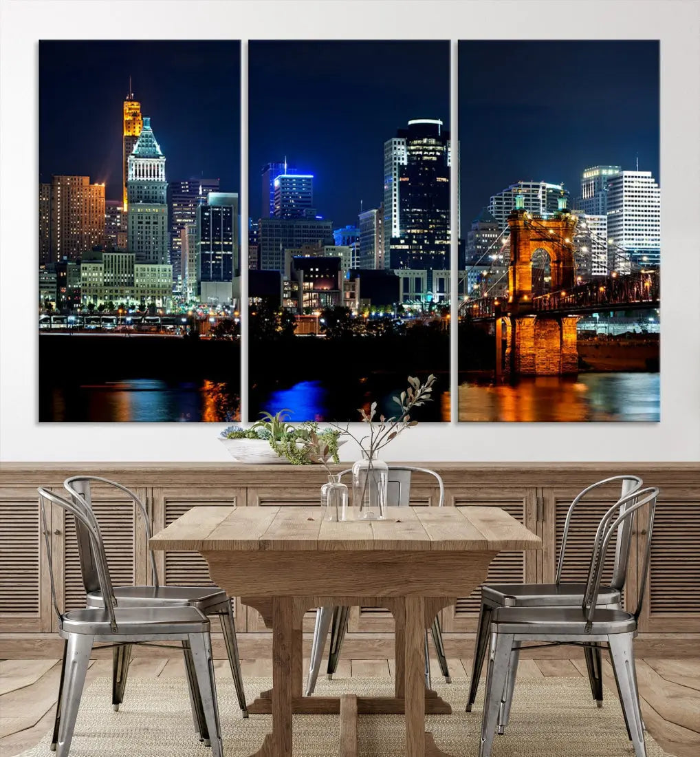 Downtown Cincinnati Extra Large Wall Art Cityscape Print