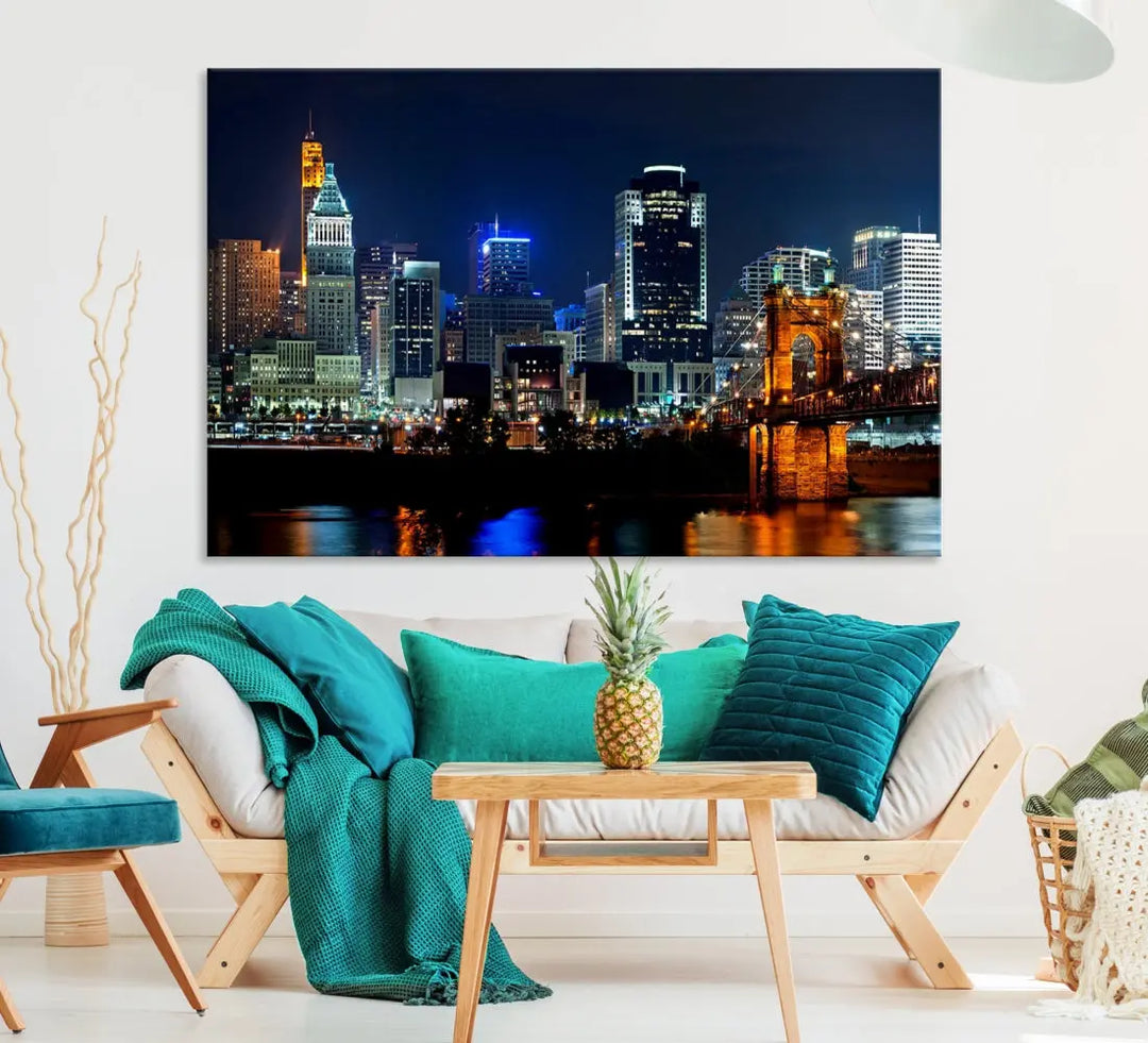 Downtown Cincinnati Extra Large Wall Art Cityscape Print