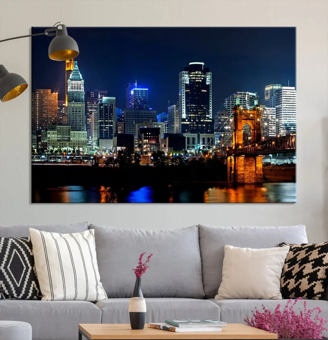 Downtown Cincinnati Extra Large Wall Art Cityscape Print