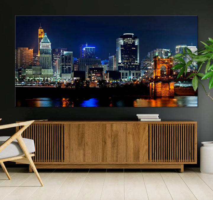 Downtown Cincinnati Extra Large Wall Art Cityscape Print